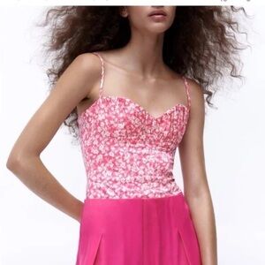 Zara | Floral Spaghetti Strap Bodysuit